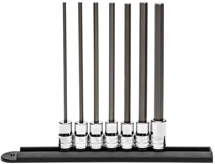 GEARWRENCH 3/8 in. Drive SAE Long Length Hex Bit Socket Set (7-Piece)