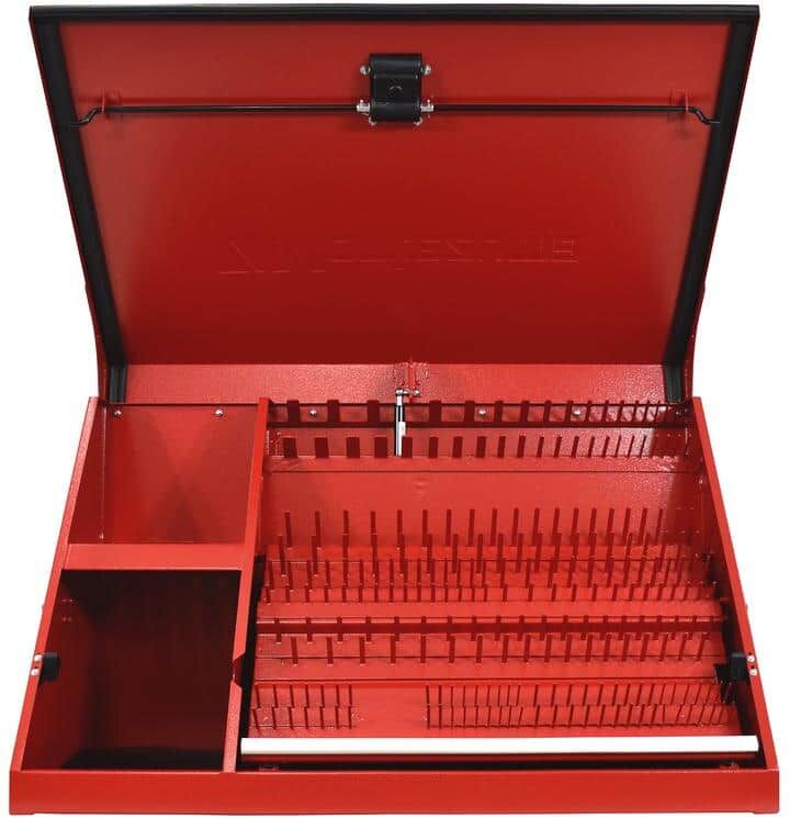 Montezuma 37 in. W x 18 in. D Portable Red Triangle Top Tool Chest for Sockets, Wrenches and Screwdrivers