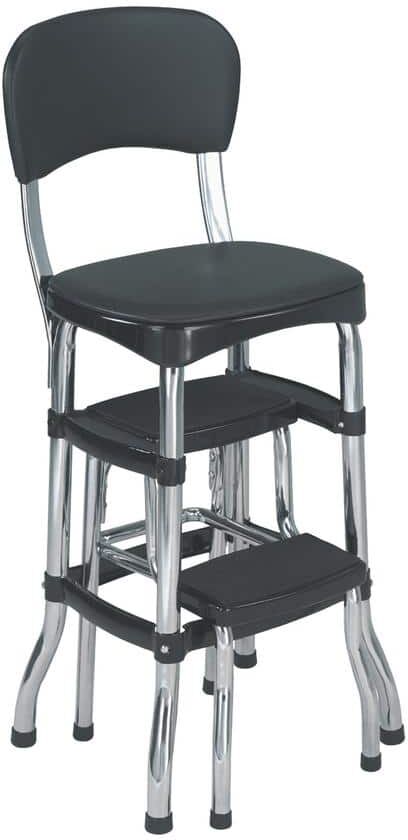 Cosco 2-Step 3 ft. Steel Retro Step Stool with 225 lb. Load Capacity in Black