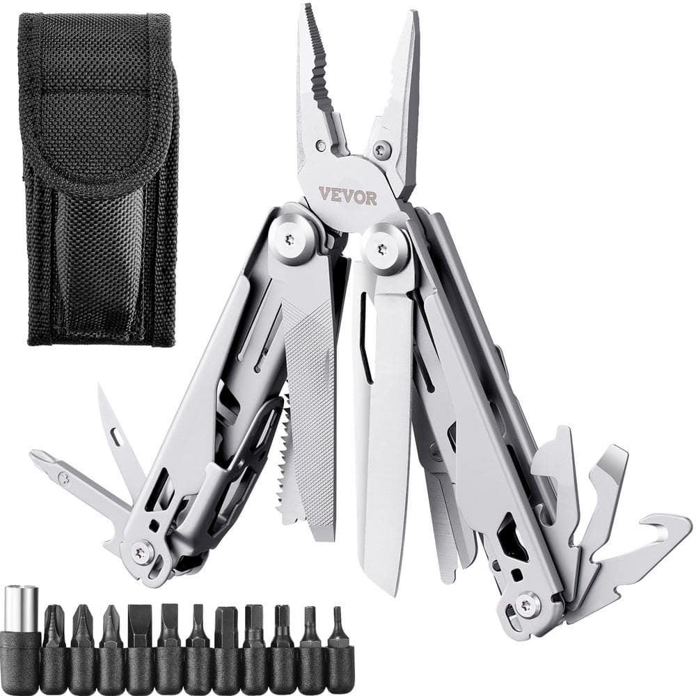 VEVOR 17 in. 1 Multitool Pliers, Multi Tool Pliers, Cutters, Knife, Scissors Ruler, Screwdrivers, Wood Saw, Can Bottle Opener