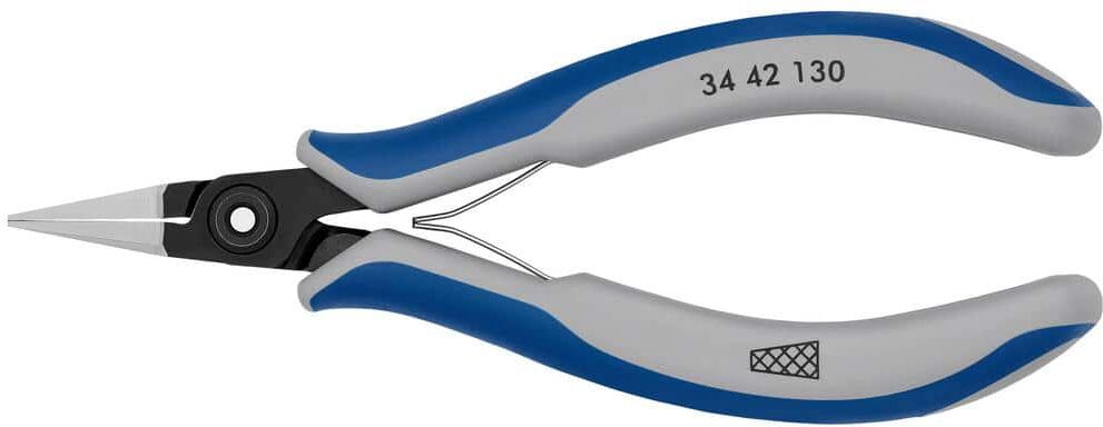 KNIPEX 5-1/4 in. Precision Electronics Gripping Pliers with Flat, Wide Jaws and Multi-Component Handles