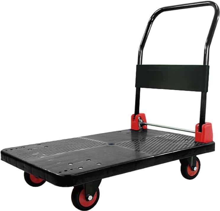 Miscool Anky 1100 lbs. Capacity Platform Cart Heavy-Duty Dolly Folding Foldable Moving Warehouse Push Hand Truck Wheel in Red