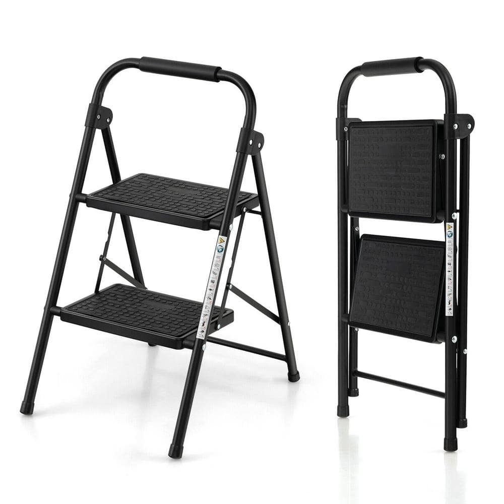 ANGELES HOME 2-Step Ladder, Reach Height 8 ft. 330 lbs. Load Capacity Duty Rating with Wide Anti-Slip Pedal