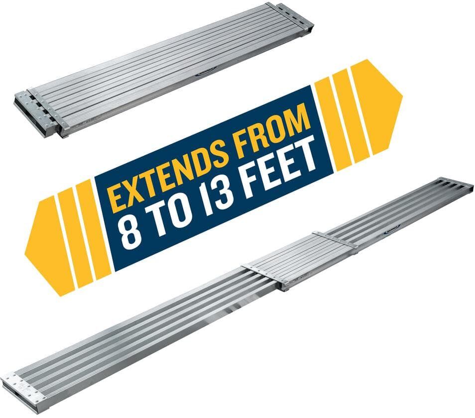 Werner 8 ft. - 13 ft. x 14 in. Telescoping Aluminum Extension Plank with 250 lb. Load Capacity