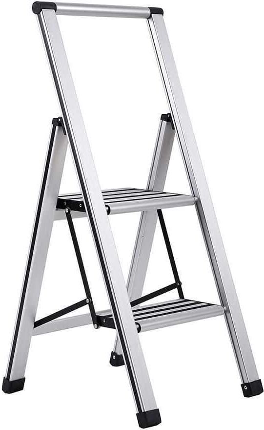 BirdRock Home 3 ft. 2-Step Slim Aluminum Step Ladder 8 ft. Reach