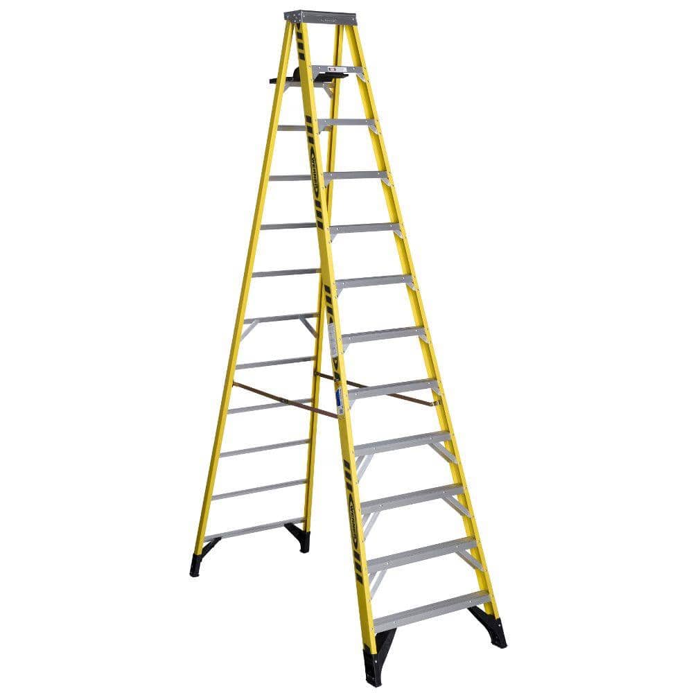 Werner 12 ft. Fiberglass Step Ladder with Shelf 375 lb. Load Capacity Type IAA Duty Rating
