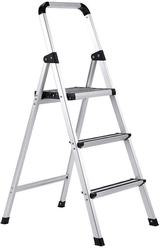 BirdRock Home 3.5 ft. 3-Step Aluminum Step Ladder 9 ft. Reach