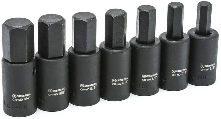 Crescent 1/2 in. Drive SAE Impact Hex Bit Socket Set (7-Pieces)