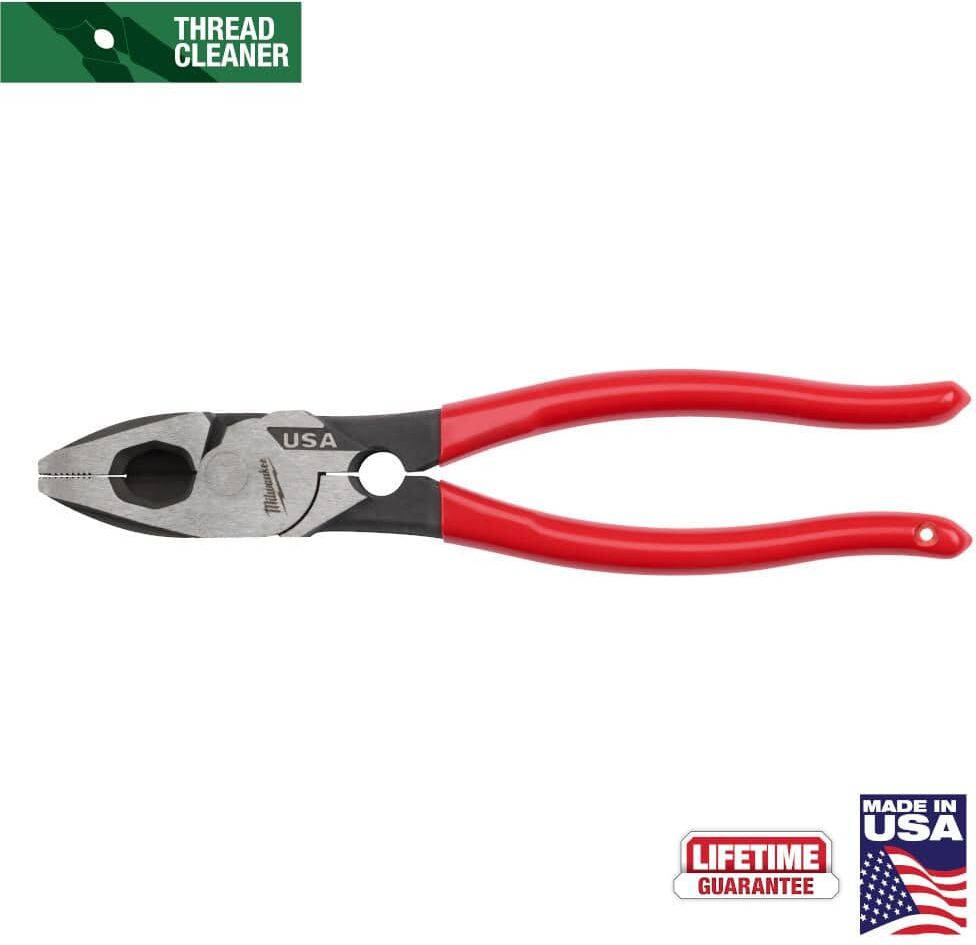 Milwaukee 9 in. Lineman's Pliers with Thread Cleaner / Fish Tape Puller and Dipped Grip