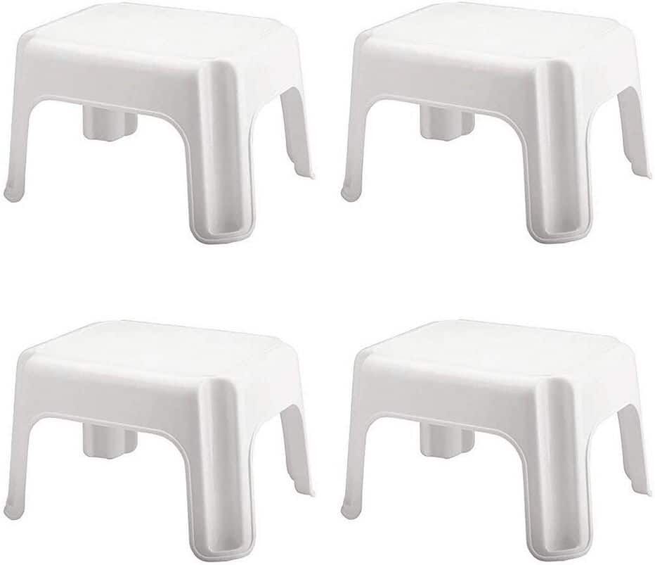 Rubbermaid Durable Plastic Step Stool with 300 lbs. Weight Capacity, White (4-Pack)