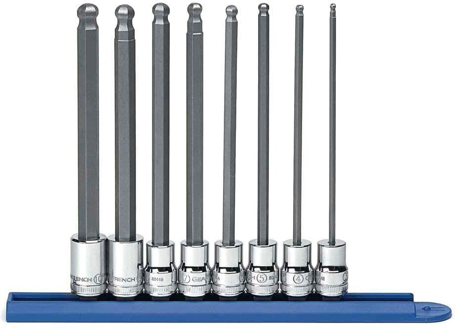 GEARWRENCH 3/8 in. Drive Metric Long Ball End Hex Bit Socket Set (8-Piece)