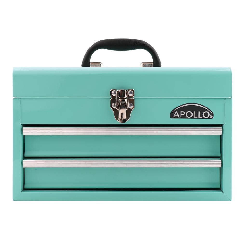 Apollo 14 in. Green 2-Drawer Hand Tool Box