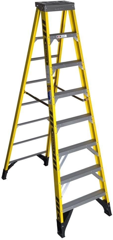 Werner 10 ft. Fiberglass Step Ladder with Shelf 375 lb. Load Capacity Type IAA Duty Rating