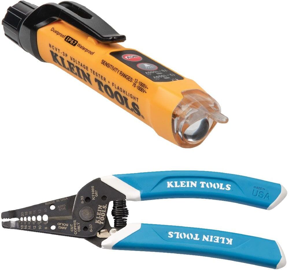 Klein Tools Klein-Kurve 8-20 AWG Wire Stripper/Cutter and Dual Range Non-Contact Voltage Tester Tool Set