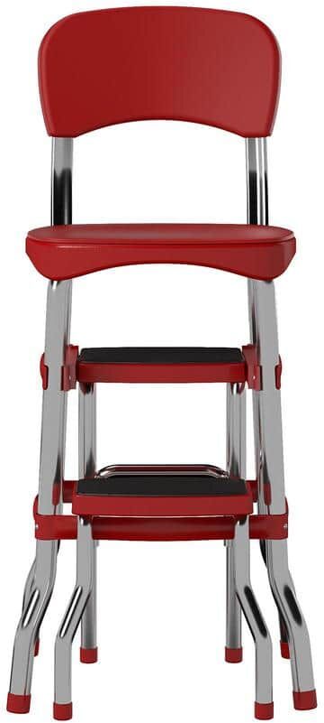 Cosco 2-Step 3 ft. Steel Retro Step Stool with 225 lbs. Load Capacity in Red