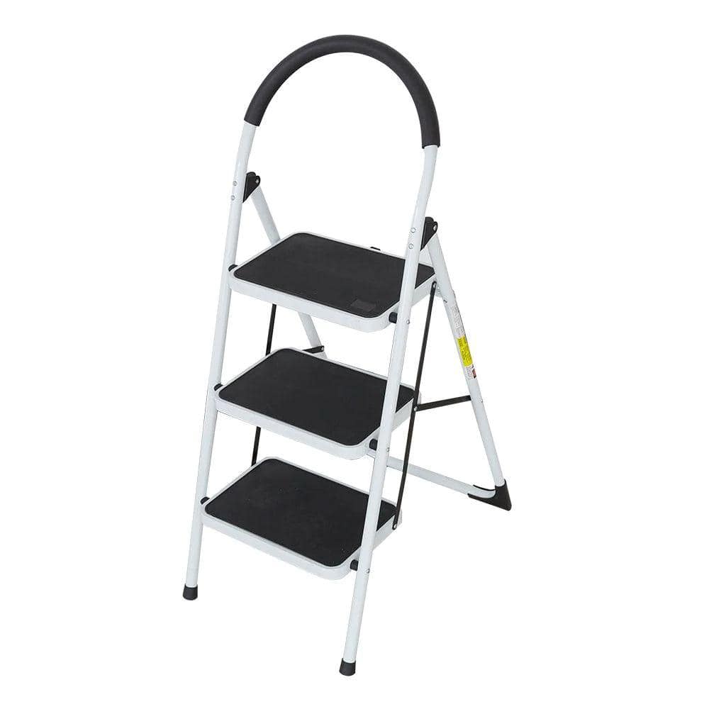 maocao hoom Anti-Slip 3-Step Ladder Folding light-weight Steel Step Stool Reach 4 ft. Platform 330 lbs. Capacity