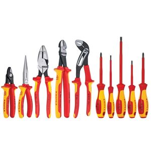 KNIPEX 1,000V High Leverage Industrial Insulated Plier Set & Case (10-Piece)