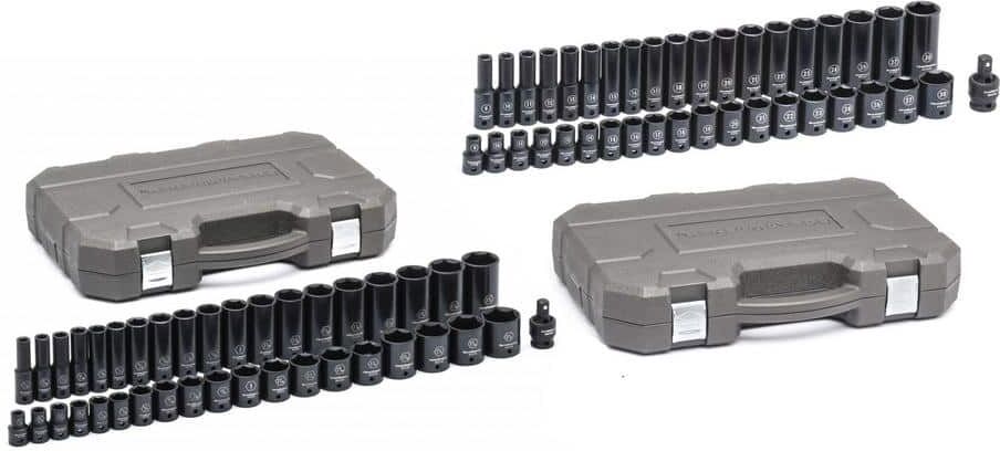 GEARWRENCH 1/2 in. Drive 6-Point SAE/Metric Standard & Deep Impact Socket Set (78-Piece)