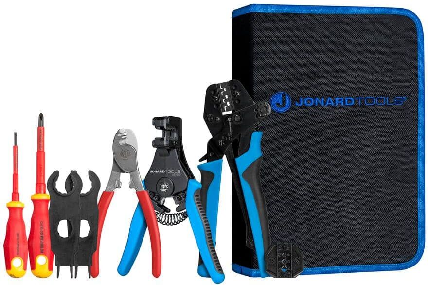 JONARD TOOLS Solar Panel Crimping Tool Kit for MC3 and MC4 Connector Contacts with Included Spanners and Insulated Screwdrivers