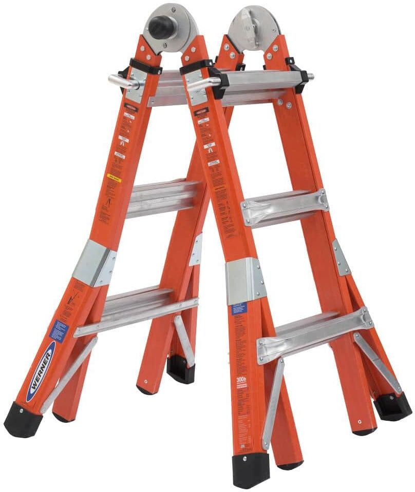 Werner 14 ft. Reach Height Multi-Purpose Fiberglass PRO Ladder with 300 lbs. Load Capacity Type IA