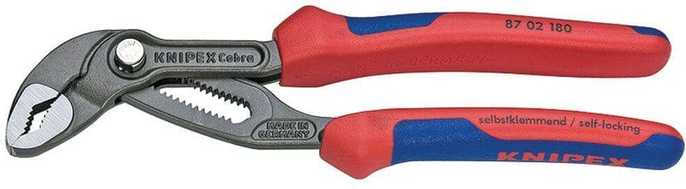 KNIPEX Heavy Duty Forged Steel 7-1/4 in. Cobra Pliers with 61 HRC Teeth and Multi-Component Comfort Grip