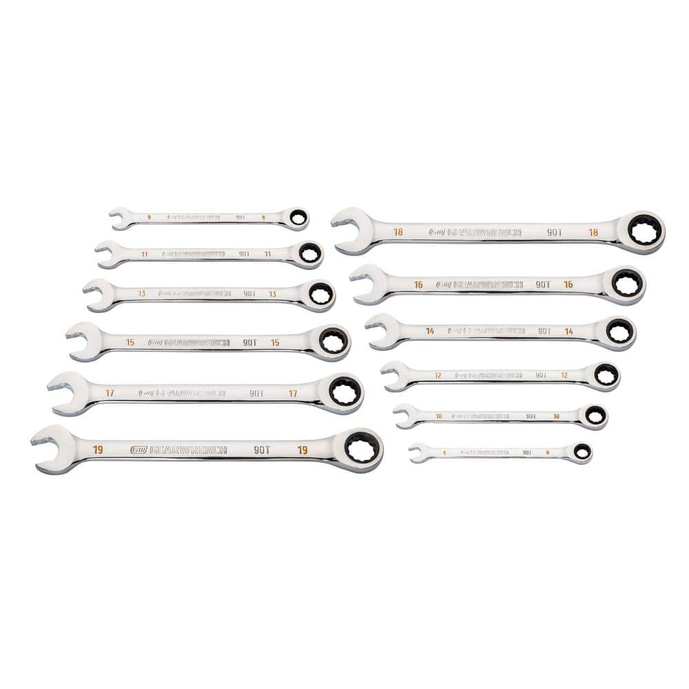 GEARWRENCH Metric 90-Tooth Combination Ratcheting Wrench Tool Set (12-Piece)