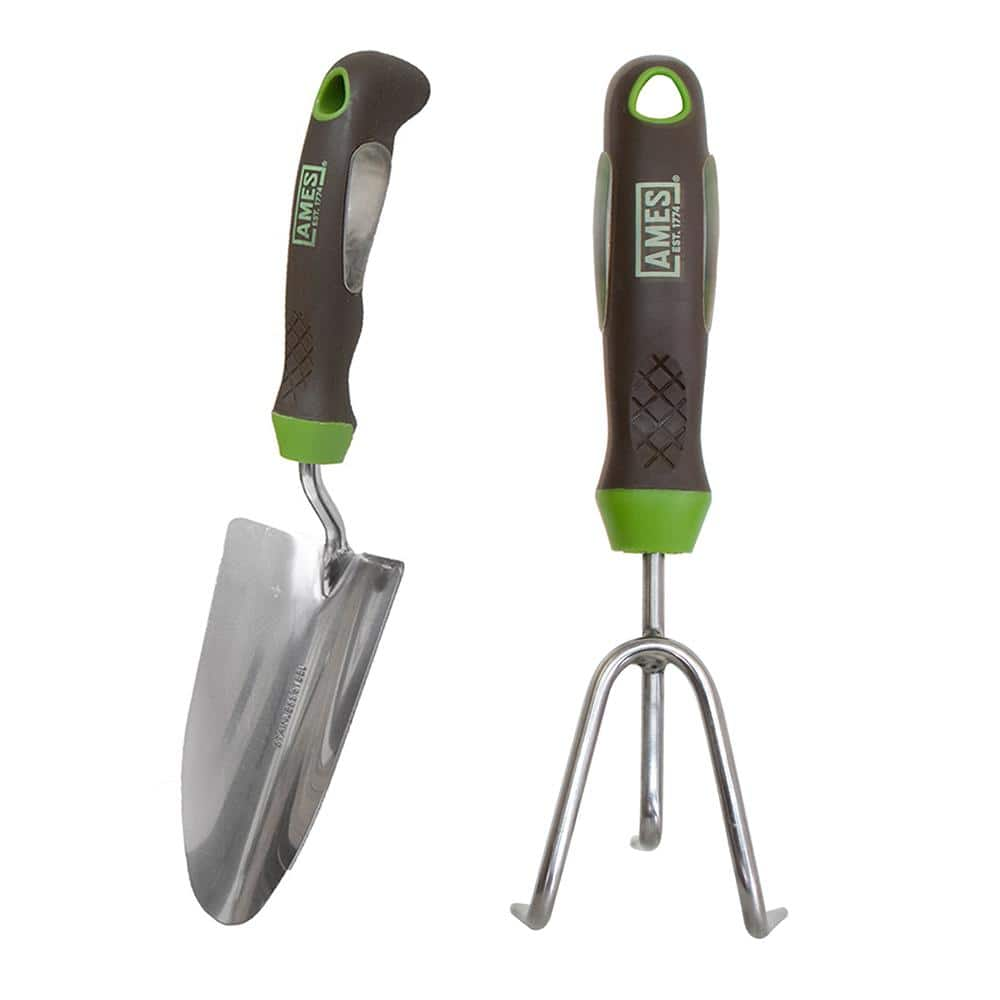 Ames 2-Piece Garden Tool Set with Ergo Gel Grip Handles - Hand Trowel and Hand Cultivator