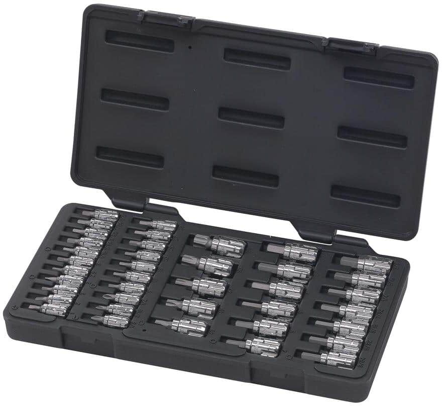 GEARWRENCH Pass-Thru 1/4 in. and 3/8 in. Drive SAE/Metric Hex/Slotted/Phillips/Torx Bit Socket Set (39-Piece)