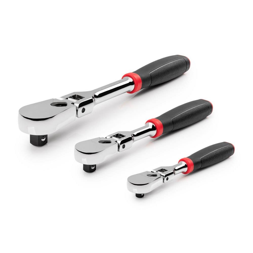 TEKTON 1/4 in., 3/8 in., 1/2 in. Drive Flex Head Comfort Grip Ratchet Set (3-Piece)