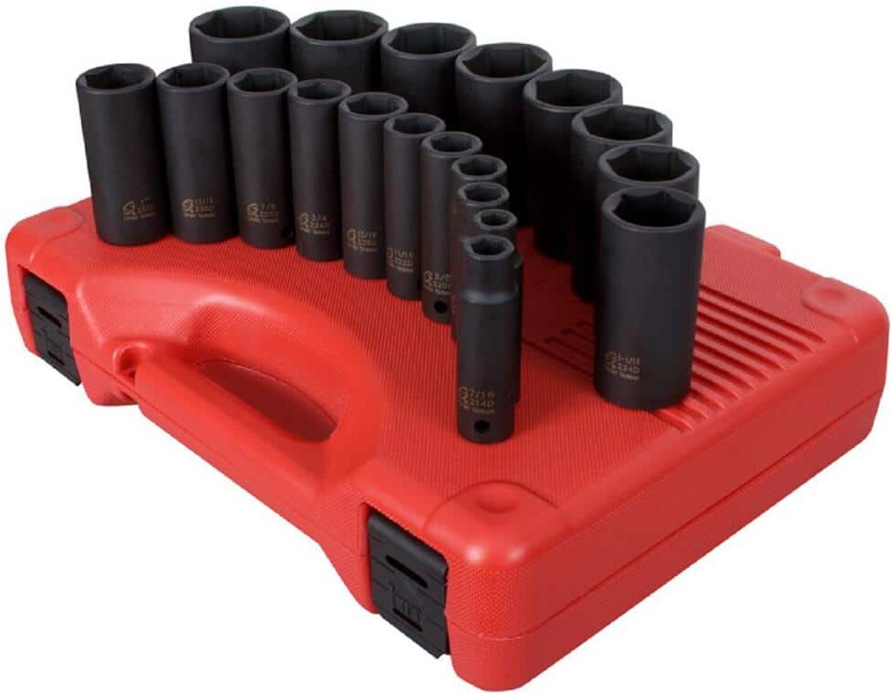 SUNEX TOOLS 1/2 in. Drive Deep SAE Impact Socket Set(19-Piece)