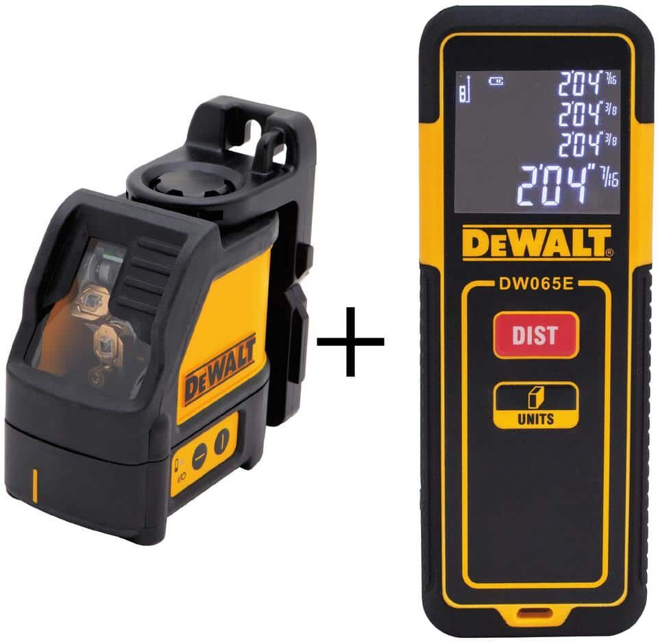 DeWalt 165 ft. Red Self-Leveling Cross-Line Laser Level and 65 ft. Laser Distance Measurer with (3) AA Batteries & Case