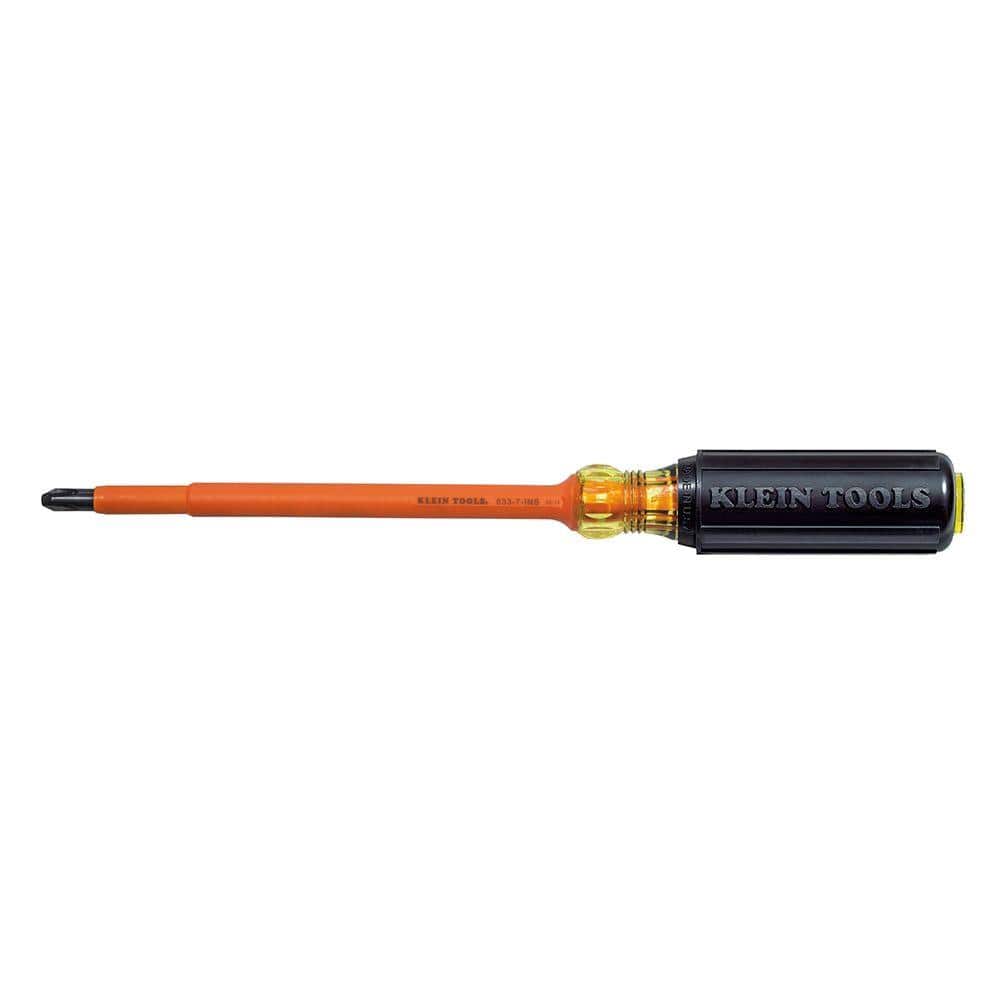 Klein Tools #3 Insulated Phillips Head Screwdriver with 7 in. Round Shank- Cushion Grip Handle