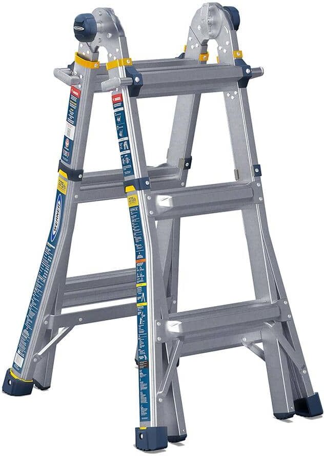 Werner 5-in-1 Multi-Position Pro 14 ft. Reach Aluminum Telescoping Multi Position Ladder, 375 lb. Load Capacity Type IAA Duty