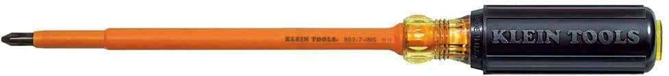 Klein Tools #2 Insulated Phillips Head Screwdriver with 7 in. Round Shank- Cushion Grip Handle