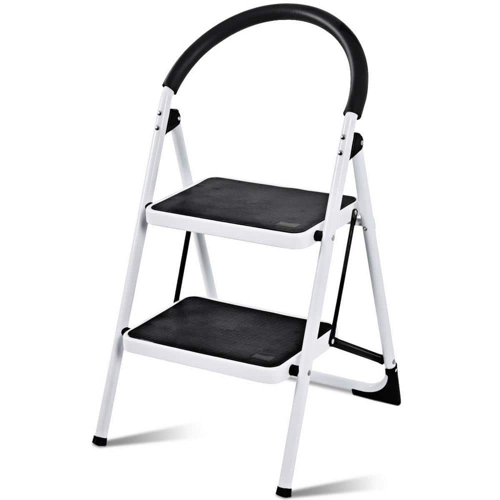 ANGELES HOME 2.75 ft. Metal Step Ladder, 330 lbs. Load Capacity, 4 ft. Reach Height