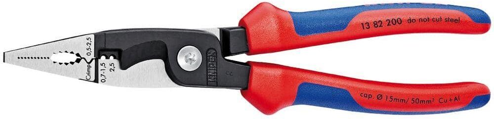 KNIPEX Heavy Duty Forged Steel 6-in-1 Electrical Installation Pliers with Multi-Component Grip