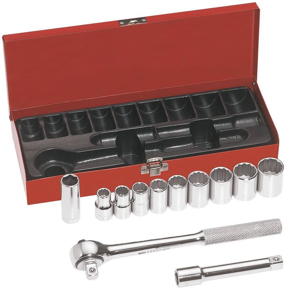 Klein Tools 1/2 in. Drive Socket Wrench Set, 12-Piece