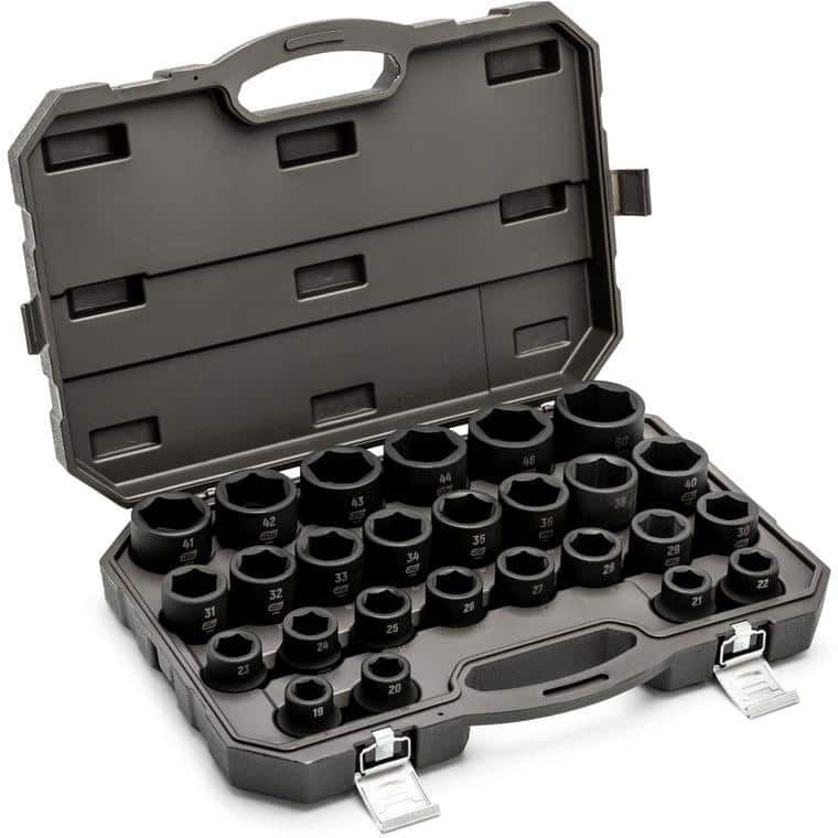 GEARWRENCH 3/4 in. Drive Metric 6-Point Standard Impact Socket Set with Storage Case (26-Piece)