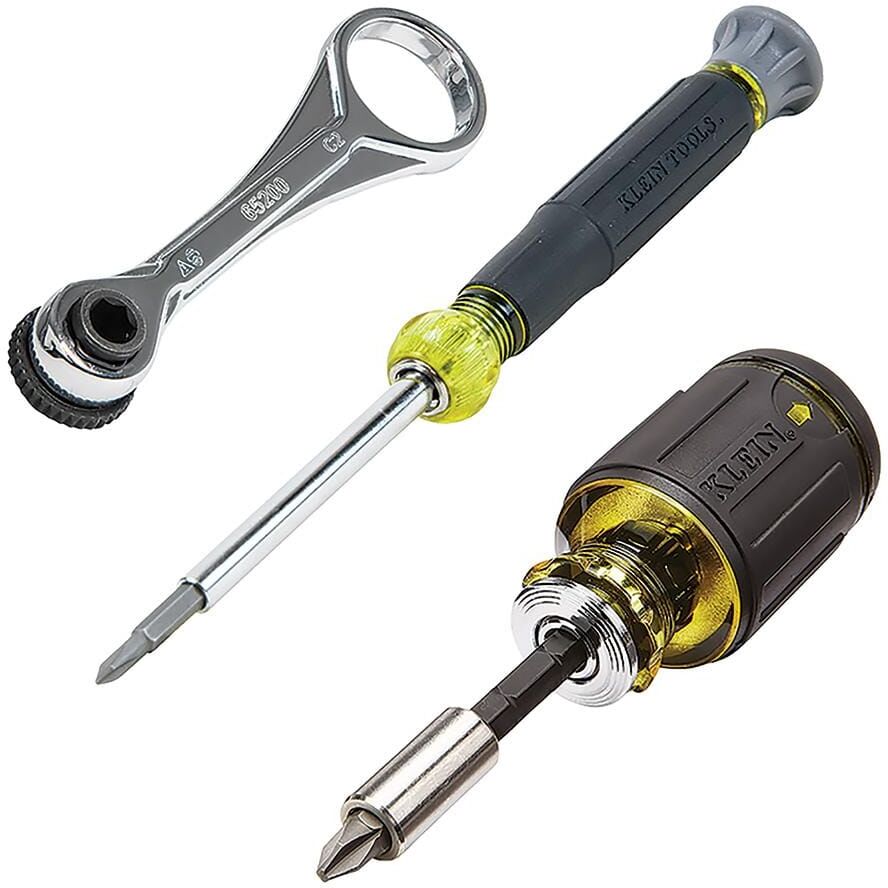 Klein Tools Multi-Bit Screwdriver and Mini Ratchet Tool Set (3-Piece)