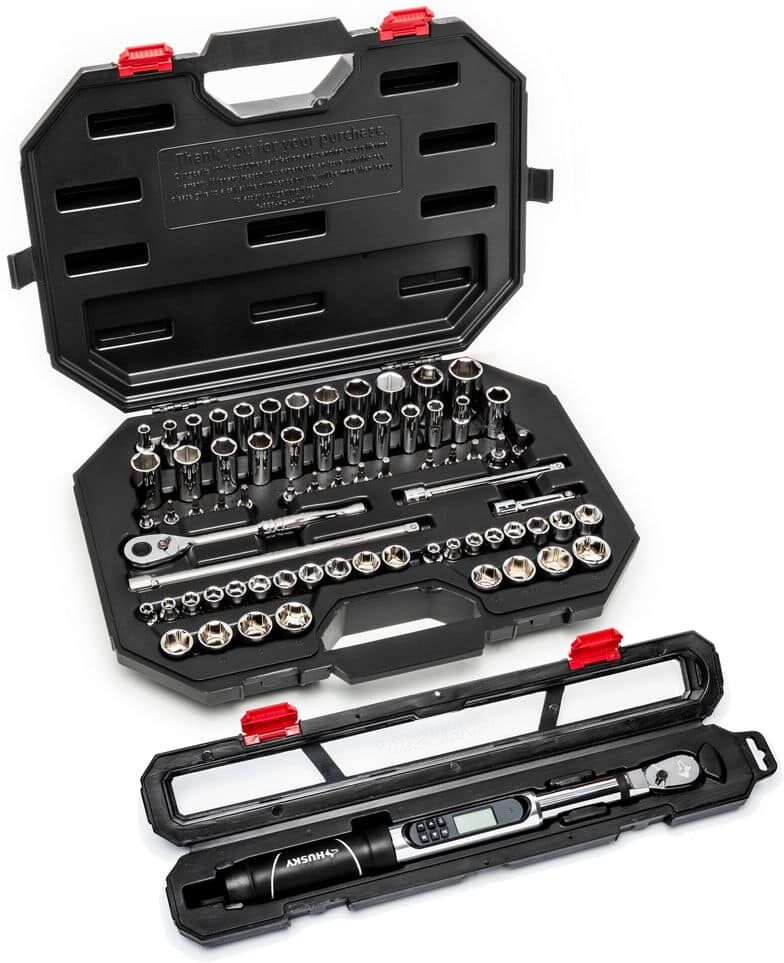 Husky 3/8 in. Drive Mechanics Tool Set with 3/8 in. Drive 10-100 ft./lbs. Electronic Torque Wrench (71-Piece)