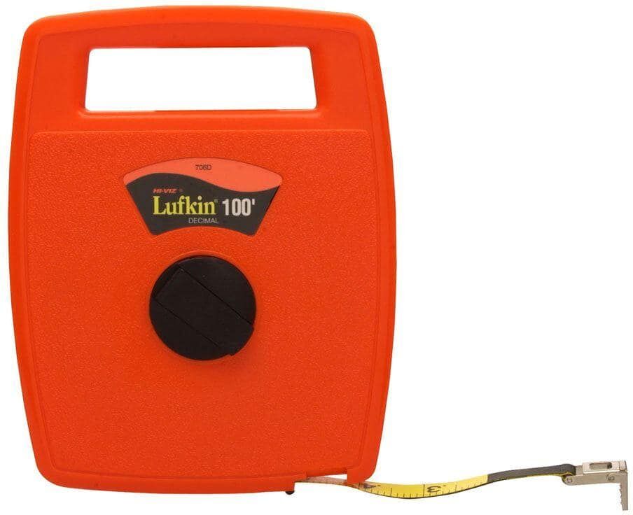 Crescent Lufkin 100 ft. SAE Fiberglass Long Tape Measure with 10ths/100ths Engineers Scale