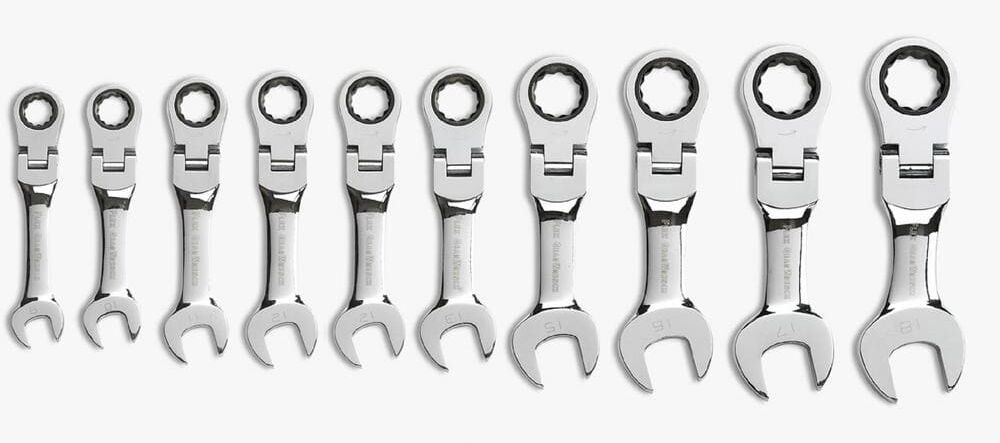 GEARWRENCH Metric 72-Tooth Stubby Flex Head Combination Ratcheting Wrench Tool Set (10-Piece)