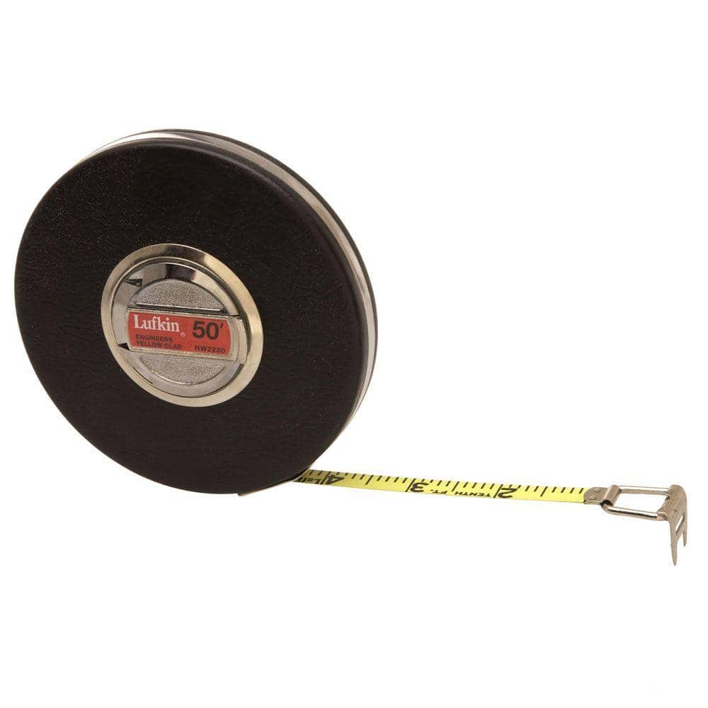 Crescent Banner 50 ft. SAE Yellow Clad Steel Long Tape Measure with 10ths/100ths Engineers Scale