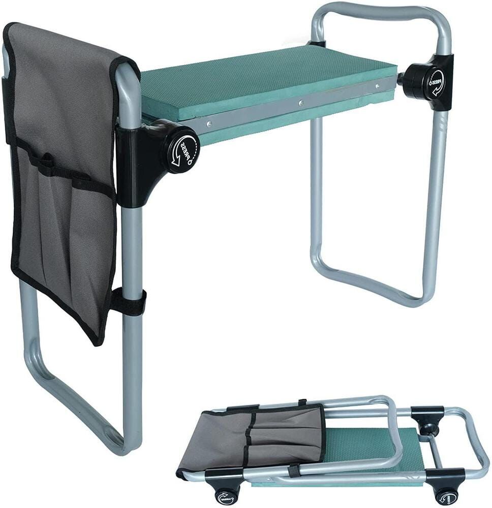 Cesicia Foldable 23.2 in. Kneeler and Seat Stool for Senior Gardening Lovers with Tool Pocket and Soft EVA Kneeling Pad