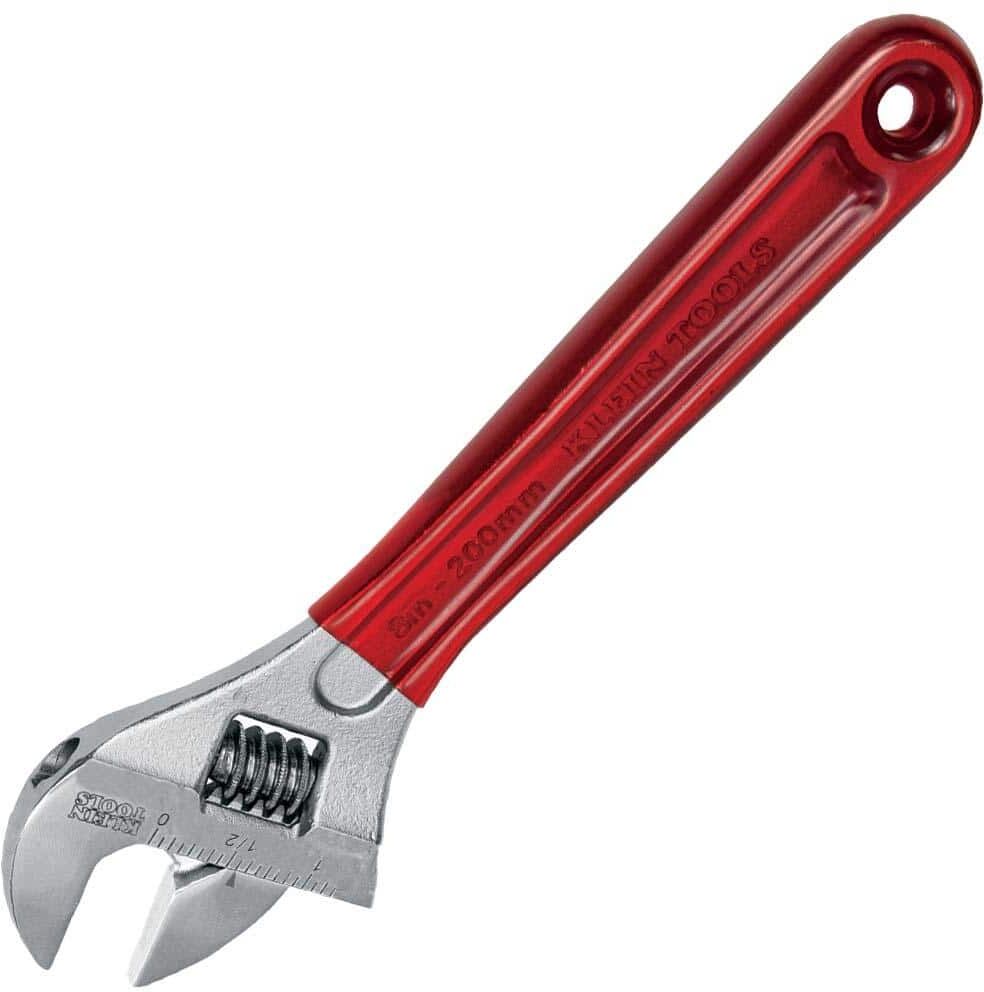 Klein Tools 1-1/8 in. Extra Capacity Adjustable Wrench with Plastic Dipped Handle