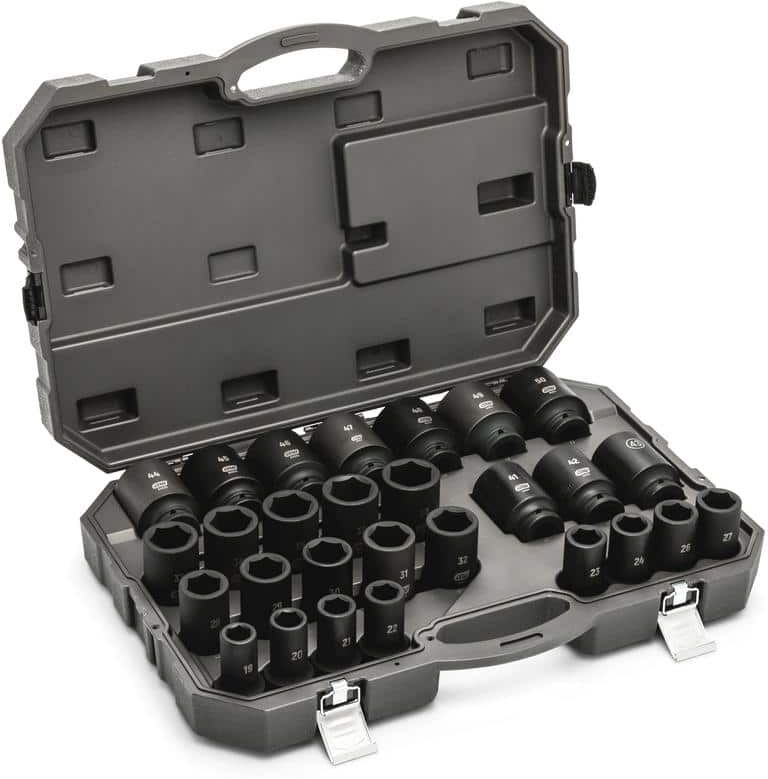 GEARWRENCH 3/4 in. Drive 6-Point Deep Metric Impact Socket Set with Storage Case (28-Piece)