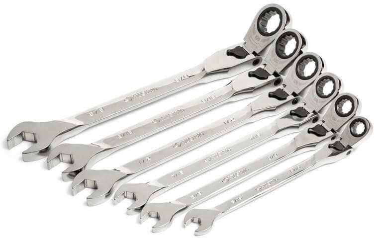 Husky 100-Position Chrome Flex Lock Ratcheting SAE Combination Wrench Set (6-Piece)