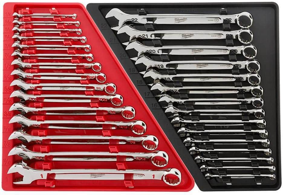 Milwaukee Combination SAE and Metric Wrench Mechanics Tool Set (30-Piece)