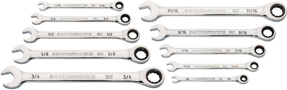 GEARWRENCH SAE 90-Tooth Combination Ratcheting Wrench Tool Set (10-Piece)