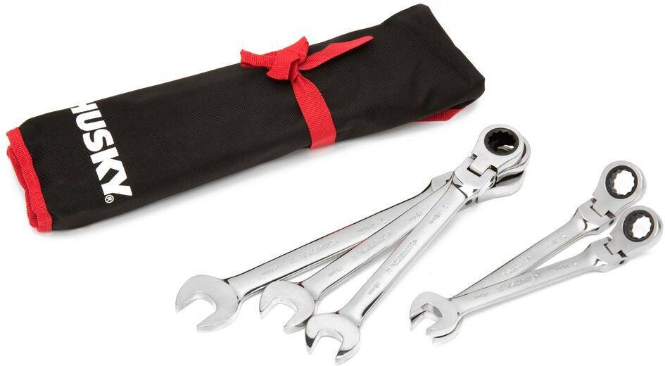 Husky 72-Tooth Large Metric Flex Head Ratcheing Wrench Set (5-Piece)